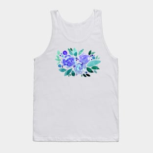 Watercolor flower bouquet - green and blue Tank Top
